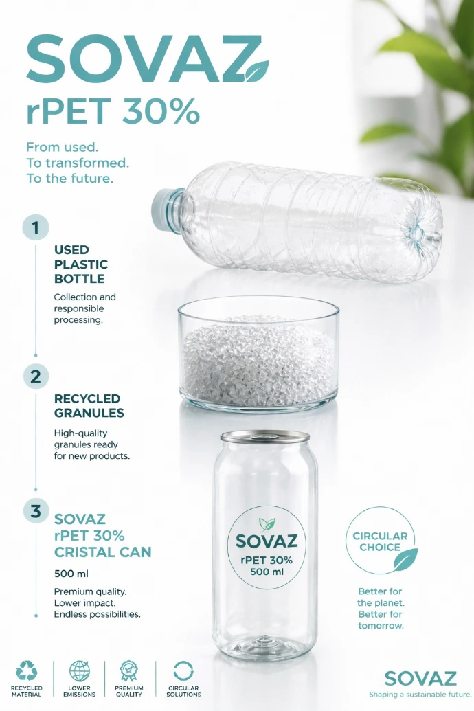 SOVAZ rPET 30 %: la lata premium sostenible para todo.