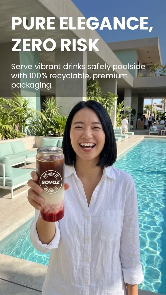 Café helado en latas Sovaz de 500 ml – Benalmádena – para latas de PET con tapa transparente – Catering-Pool-Hotel-Marbella